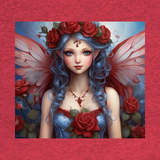 Valentine Fairy with Red Roses and Wings by susiesue